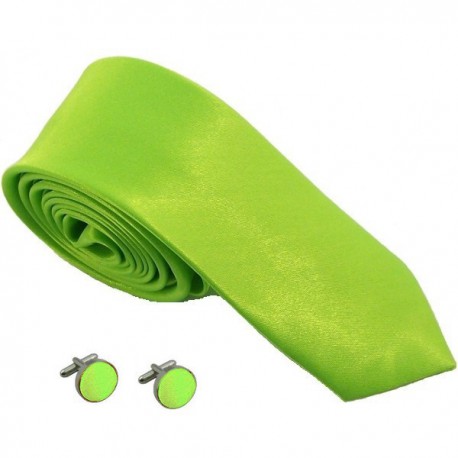 cravate slim vert fluo