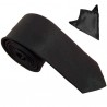 cravate slim noire et sa pochette