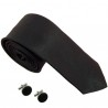 cravate slim noir et boutons de manchette