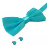 noeud-papillon turquoise et boutons de manchette