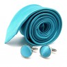 Cravate slim turquoise et ses boutons
