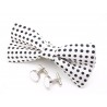 Noeud-papillon pois noirs et ses boutons