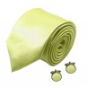 Cravate slim et manchette "jaune-chartreuse"