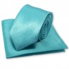 cravate slim turquoise et sa pochette