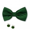 Noeud papillon vert-foncé et boutons de manchette