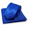 Cravate slim bleu-roi et sa pochette