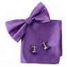 noeud-papillon mauve, pochette-mouchoir, manchettes