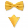 Noeud papillon jaune-orange et sa pochette