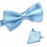Noeud-papillon noué "bleu-clair" et pochette costume