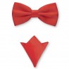 Noeud-papillon noué "rouge intense" et pochette de costume