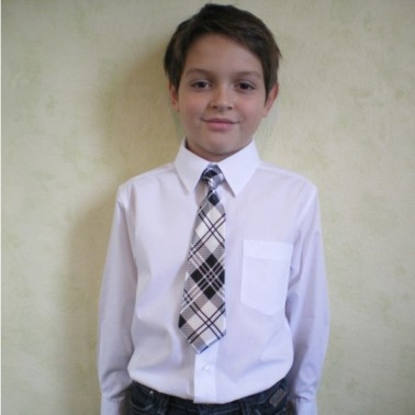 Cravate Blanche Satinée Pour Garçon - Longueur 27 Cm, Largeur 6,5 Cm - Finitions Main - Entreprise Française