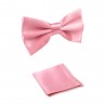 noeud papillon rose et pochette blanche