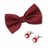 Noeud-papillon rouge-bordeaux et manchettes billard