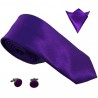 cravate slim violette manchettes et pochette