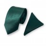 cravate slim fine et étroite vert sapin et mouchoir de pochette vert sapin