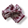noeud papillon bordeaux à fleurs et pochette assortie