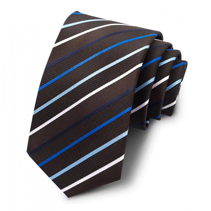 Cravate marron-chocolat et bleue