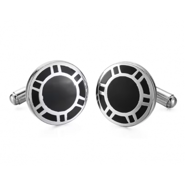 boutons de manchette noir et argent