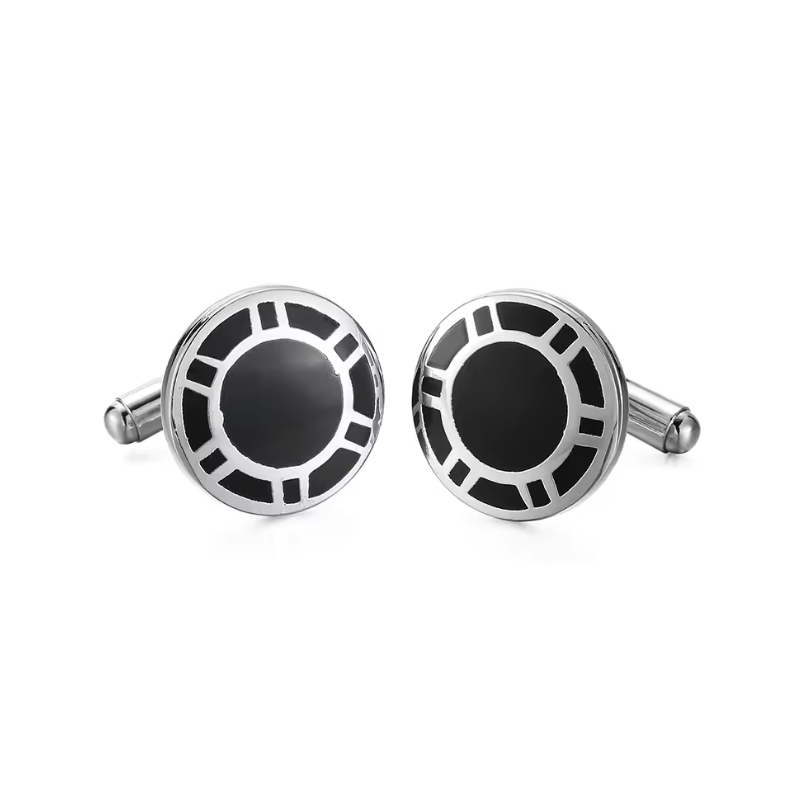 boutons de manchette noir et argent