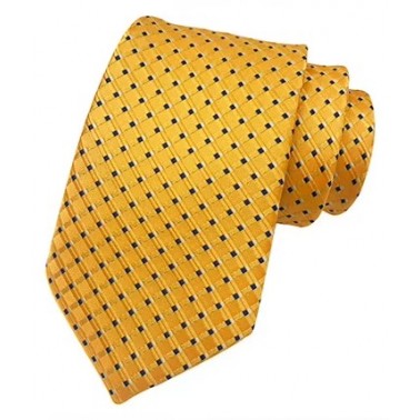 cravate jaune à motifs et carreaux
