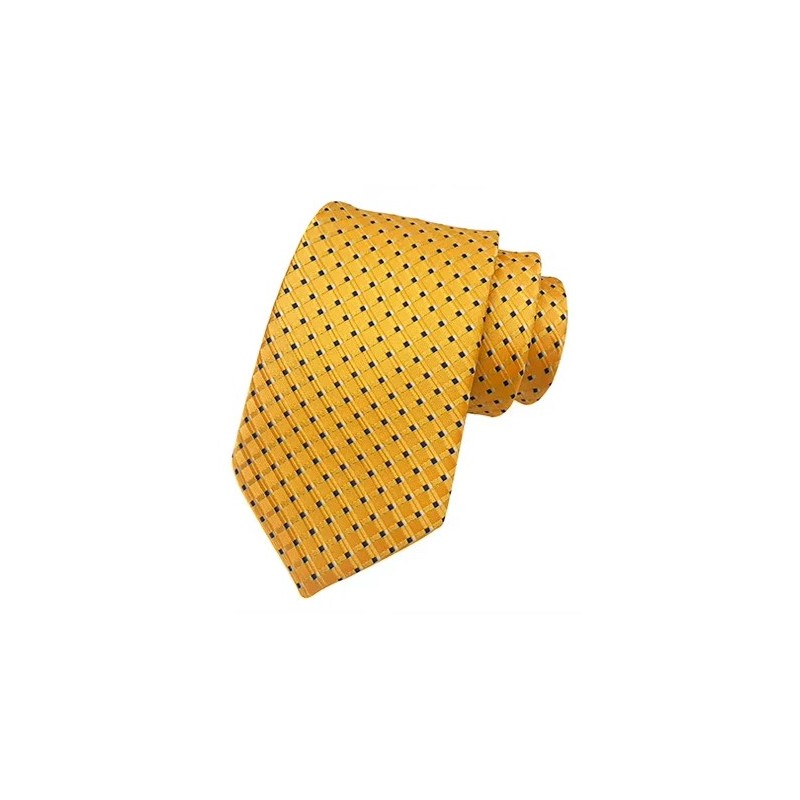 cravate jaune à motifs et carreaux