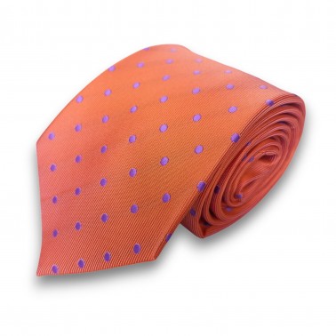 Cravate orange à pois