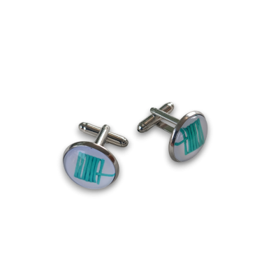 Boutons de manchette "Lacet turquoise"