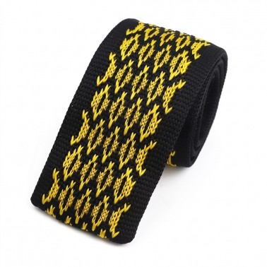 cravate en tricot jaune et noire